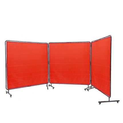 Welding Screen With Frame, 3-Panel 6x6 ft, Flame-Resistant