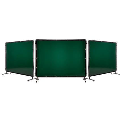 Welding Screen With Frame, 3-Panel 6 x 8 ft, 12 Wheels