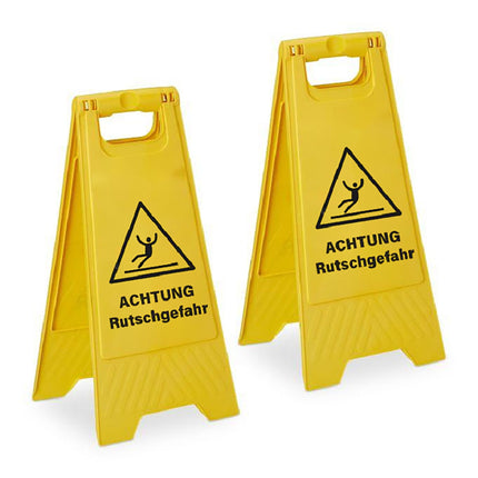 Panneau d'avertissement sol mouillé, lot de 2, modèle pliable