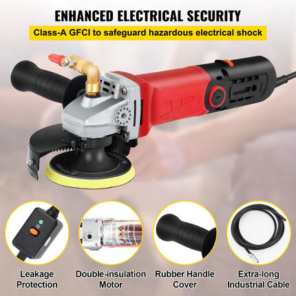 Wet Polisher Grinder 860W, Variable Speed, 8-Pad Kit