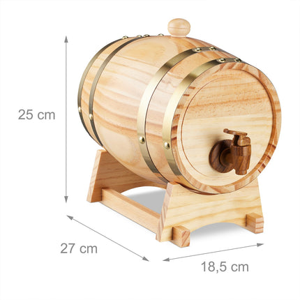Tonneau à whisky avec robinet, capacité de 2,2 L