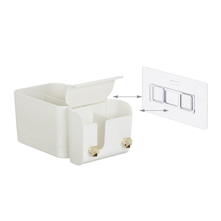 Organiseur de cosmétiques adhésif blanc pour salle de bain, 4 compartiments