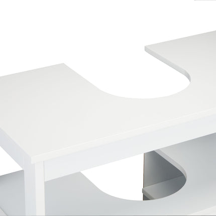 Meuble de salle de bain blanc avec étagères de rangement
