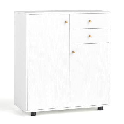 Weißes Buffet-Sideboard mit 2 Schubladen und verstellbaren Einlegeböden