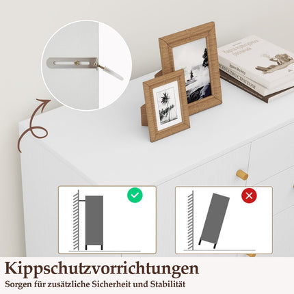 Weißes Buffet-Sideboard mit 2 Schubladen und verstellbaren Einlegeböden