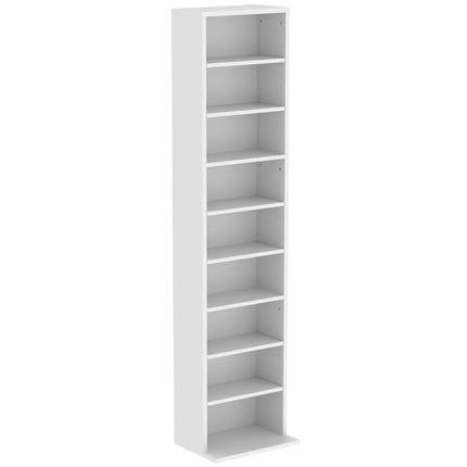 Weißes CD/DVD-Regal, 9 Ebenen, verstellbarer Stauraum für 260 CDs