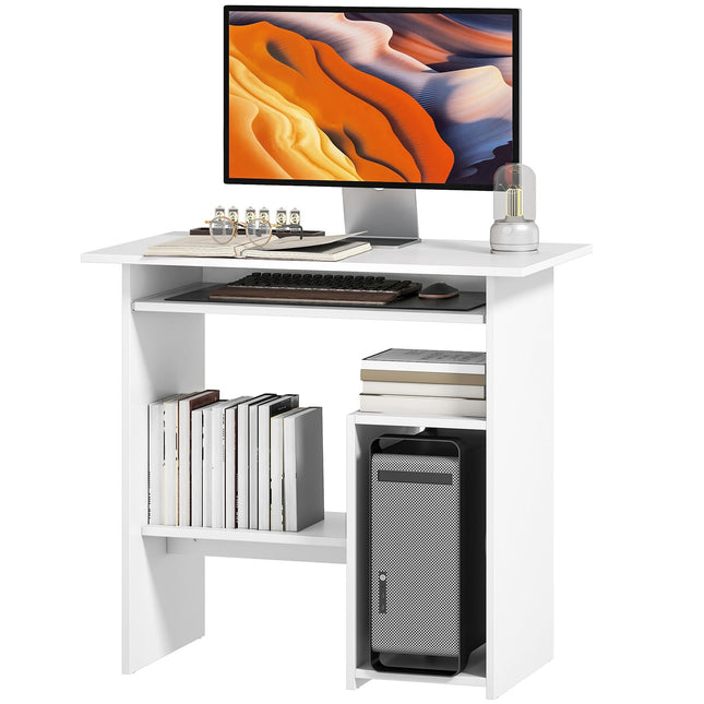 Bureau d'ordinateur blanc, aggloméré, 80 x 45 x 75 cm