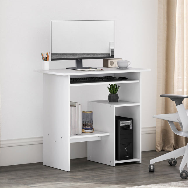 Bureau d'ordinateur blanc, aggloméré, 80 x 45 x 75 cm