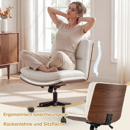 Chaise de bureau ergonomique blanche, hauteur réglable, sans accoudoirs