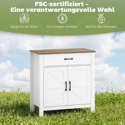 Weißes Sideboard im Landhausstil mit Schiebetüren und verstellbarem Einlegeboden