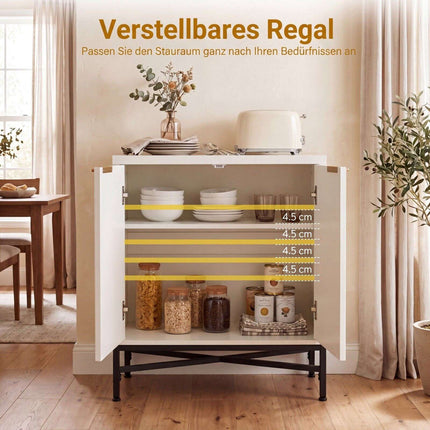 Buffet blanc cannelé avec étagère réglable