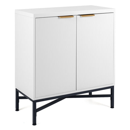 Buffet blanc cannelé avec étagère réglable