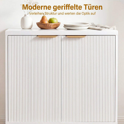 Buffet blanc cannelé avec étagère réglable