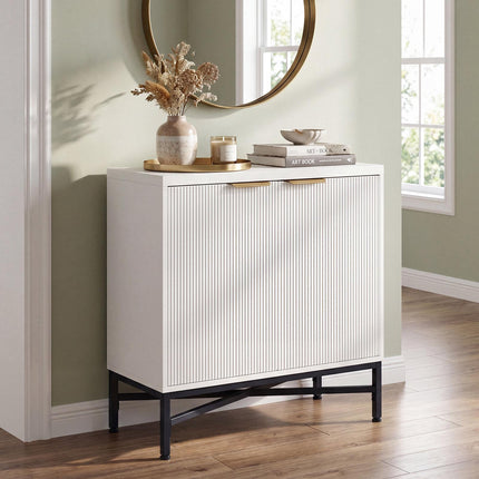 Buffet blanc cannelé avec étagère réglable
