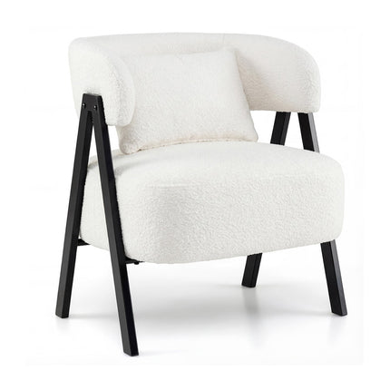 Fauteuil lounge blanc avec coussin lombaire et fausse fourrure