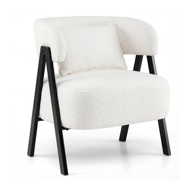 Weiße Loungechair mit Kunstfell und Lordosenkissen