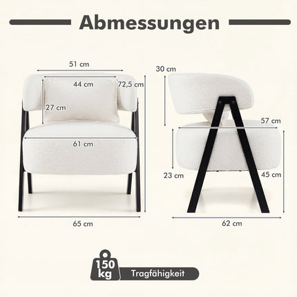 Fauteuil lounge blanc avec coussin lombaire et fausse fourrure