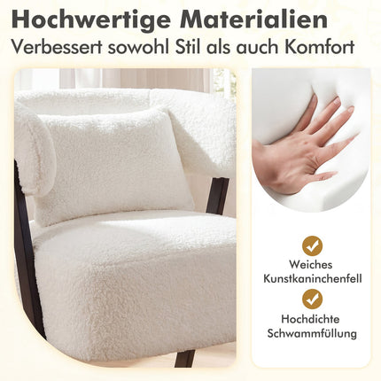 Fauteuil lounge blanc avec coussin lombaire et fausse fourrure
