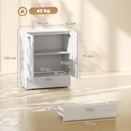 Buffet moderne blanc avec tiroir et étagère réglable