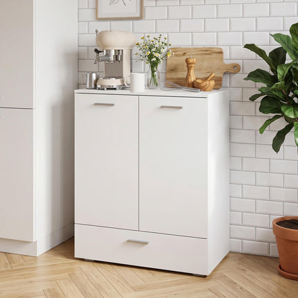 Buffet moderne blanc avec tiroir et étagère réglable