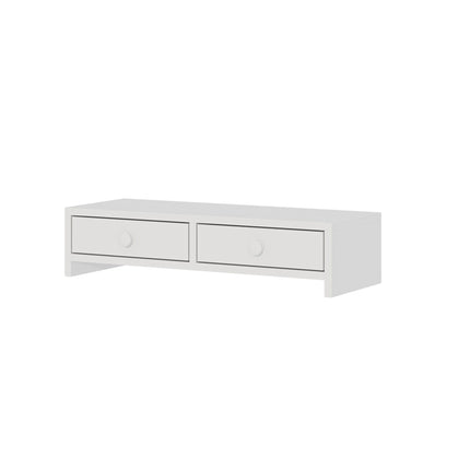 Support pour écran blanc avec 2 tiroirs, en MDF