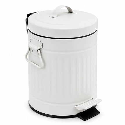 Poubelle de salle de bain rétro blanche de 3 litres avec couvercle à fermeture douce