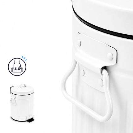 Poubelle de salle de bain rétro blanche de 3 litres avec couvercle à fermeture douce