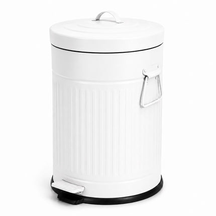 Poubelle à pédale rétro blanche, capacité 20 L, couvercle à fermeture douce