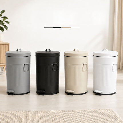 Poubelle à pédale rétro blanche, capacité 20 L, couvercle à fermeture douce