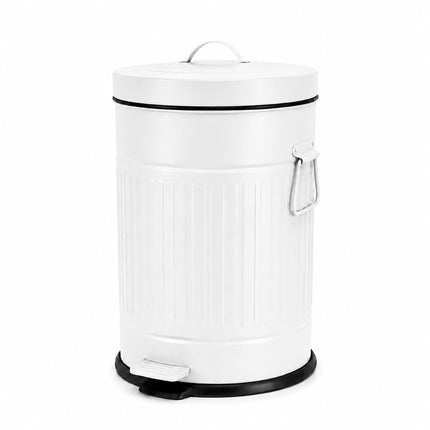 Poubelle à pédale rétro blanche, capacité 20 L, couvercle à fermeture douce