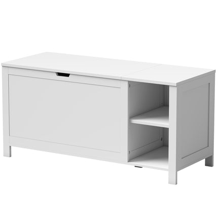 Banc de rangement à chaussures blanc avec étagère et siège réglables