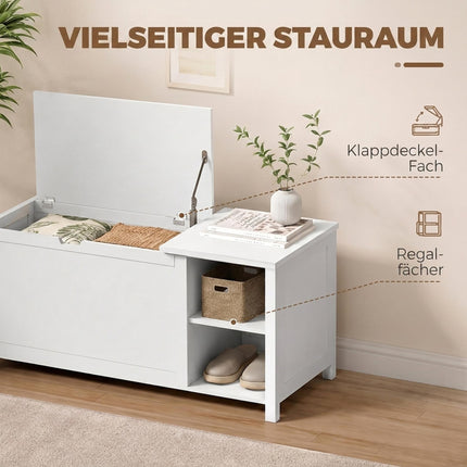 Banc de rangement à chaussures blanc avec étagère et siège réglables