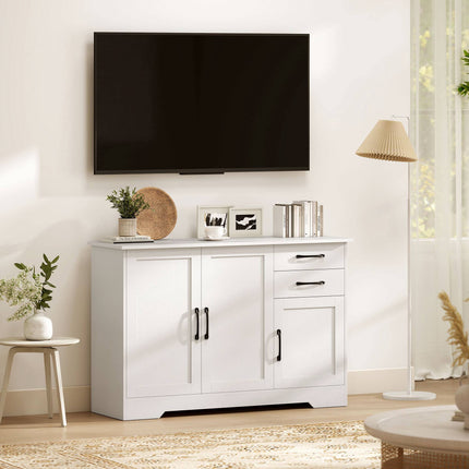 Weißes Sideboard mit 2 Schubladen und verstellbarem Einlegeboden