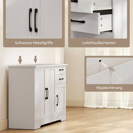 Weißes Sideboard mit 2 Schubladen und verstellbarem Einlegeboden