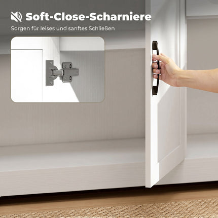 Weißes Sideboard mit 2 Schubladen und verstellbarem Einlegeboden