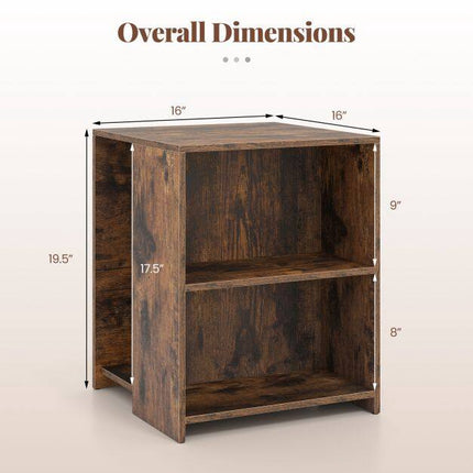 Table d'appoint carrée blanche avec étagères de rangement ouvertes