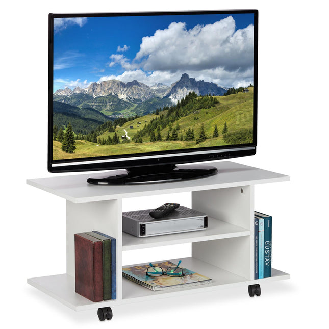 Meuble TV blanc sur roulettes