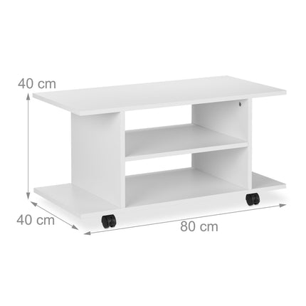 Meuble TV blanc sur roulettes