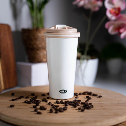 Tasse isotherme blanche, 18 oz, isolée