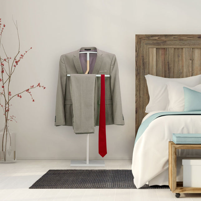 Valet de chambre en bois blanc et métal