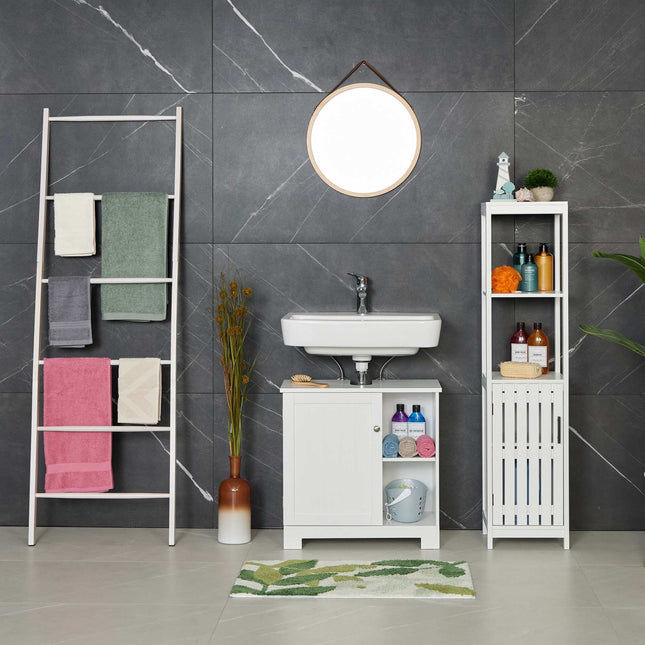 Weißer Badezimmerschrank