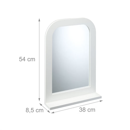 Miroir de salle de bain blanc avec étagère