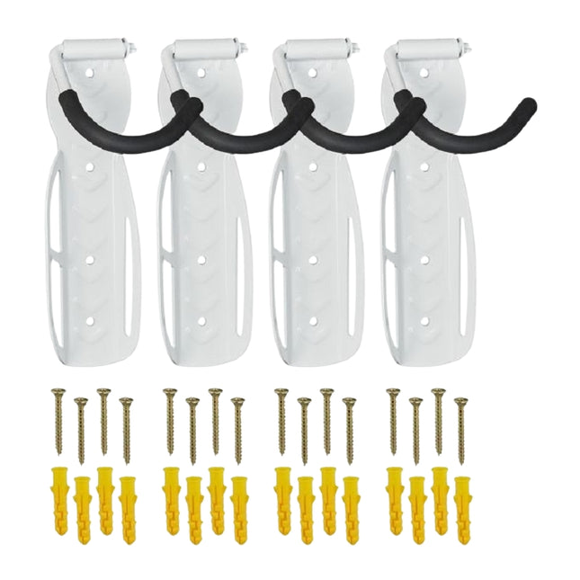 Lot de 4 supports muraux pour vélos blancs