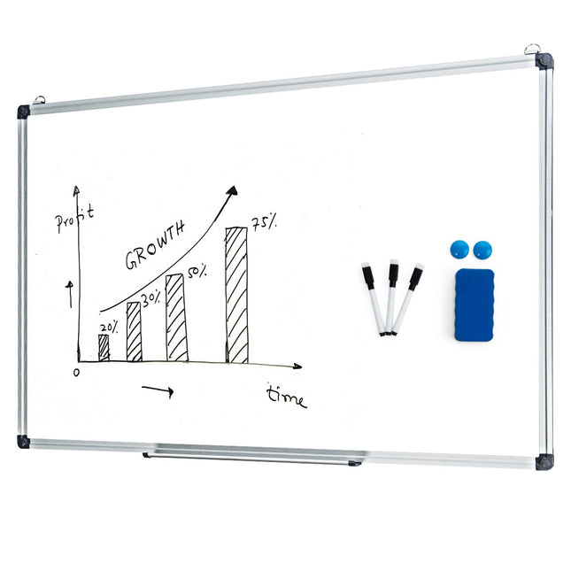 Tableau blanc magnétique, tableau d'écriture, tableau mural, tableau mémo avec cadre en aluminium (70 x 50 cm)