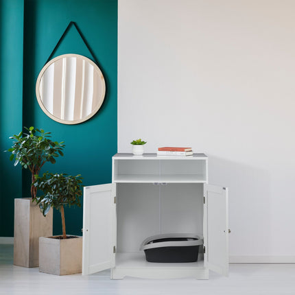 Meuble pour litière pour chat blanc