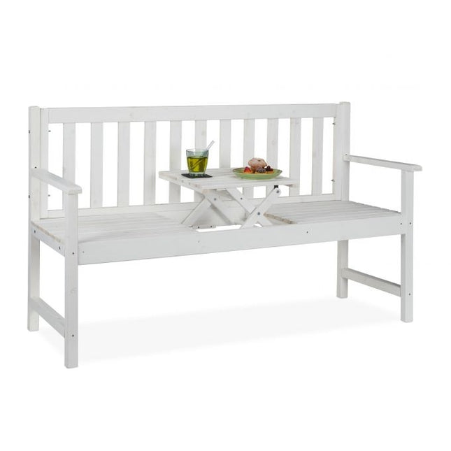 Banc de jardin blanc avec table