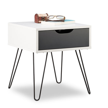 Table de chevet blanche et grise