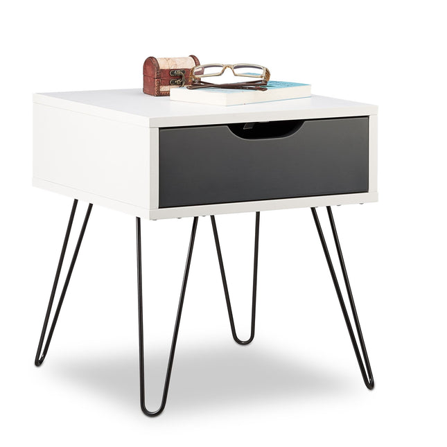 White & gray bedside table