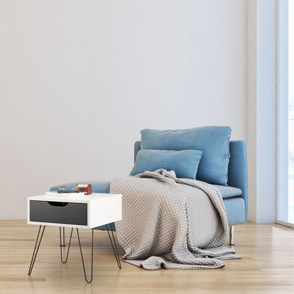 Table de chevet blanche et grise