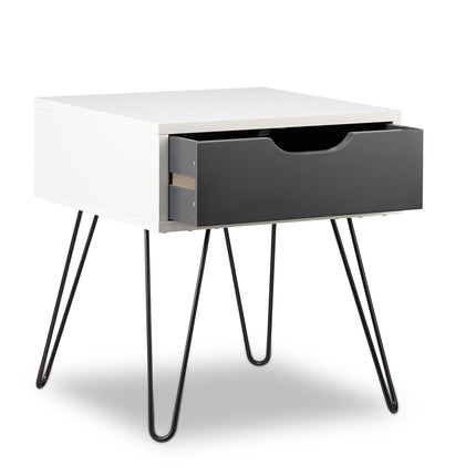 Table de chevet blanche et grise